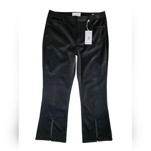 Dear John Jeanne High Rise Embossed Croc Crop Kick Flare Pants Black Size 30 NWT